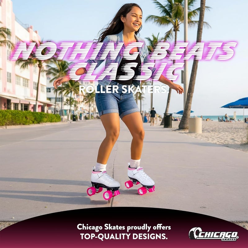 Chicago Skates زلاجات شيكاغو بوليت سبيد كواد رولر - متينة، أداء عالي، أحذية زلاجات داخلية/خارجية للشباب للنساء والرجال للمبتدئين بعجلات يوريثان 62 مم وأحذية كاحل منخفضة للرشاقة - Image 5